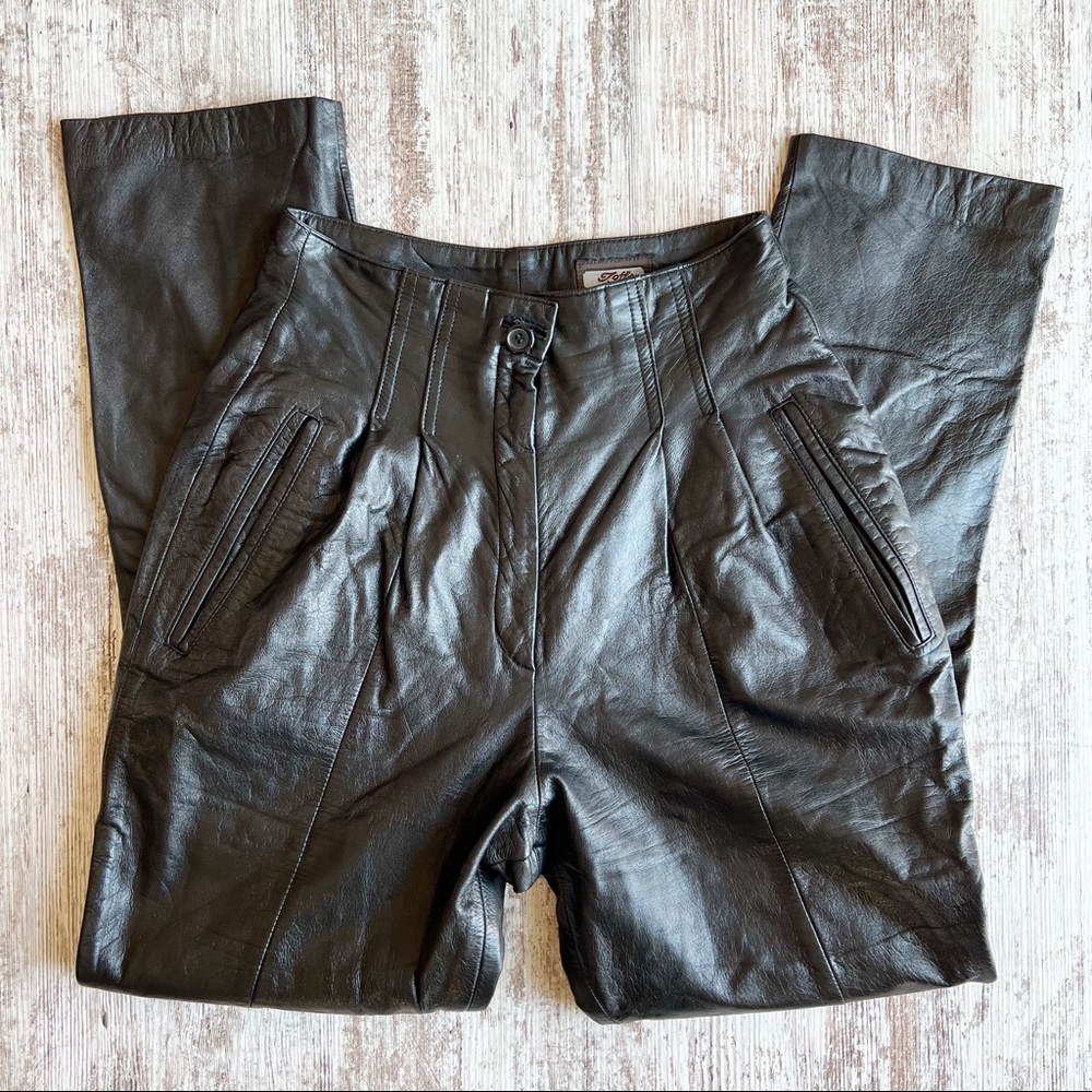 Vintage Toffs Black High Waisted Leather Pants